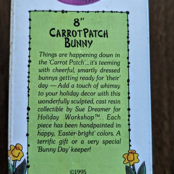 Carrot Patch Bunny Rabbit 8" Holiday Workshop Figure Sue Dreamer Easter 1995 - Picture 5 of 16